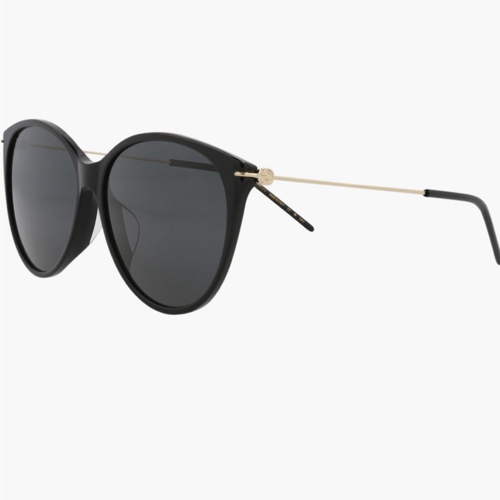 Gucci 58mm Oversize Round Sunglasses Black Gold GG Logo NWT - Picture 2 of 13